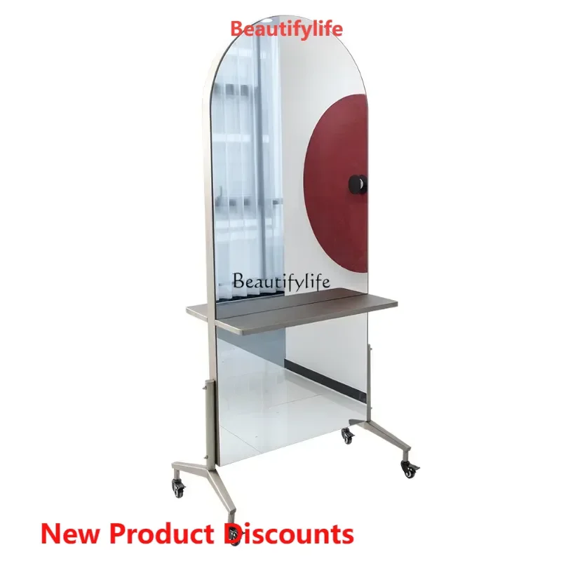 

X188 LHair Salon Mirror Stainless Steel Barber Shop Dressing Table Mobile Hair Salon Mirror