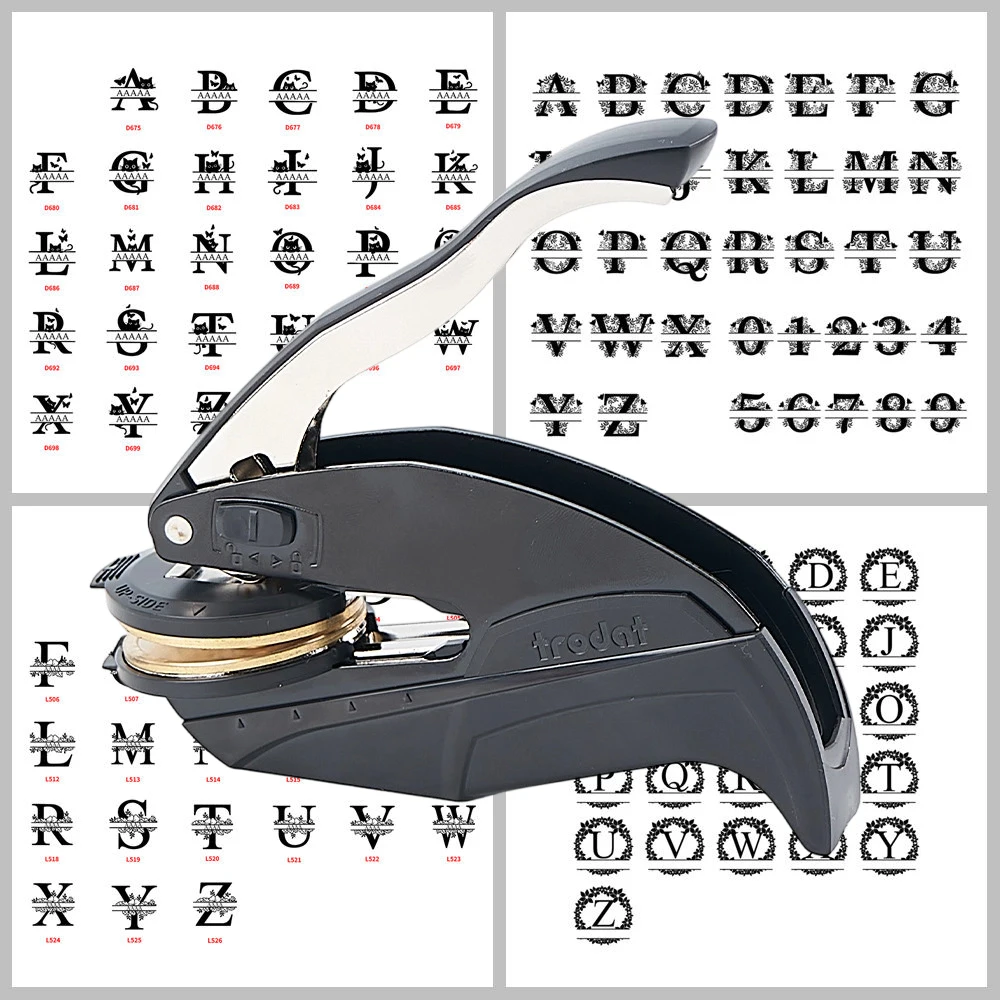 

New Black Embosser Personalized Custom A-Z Number Text Embossers Stamp Custom Logo Design Embossing Stamp for Diy Envelope Card