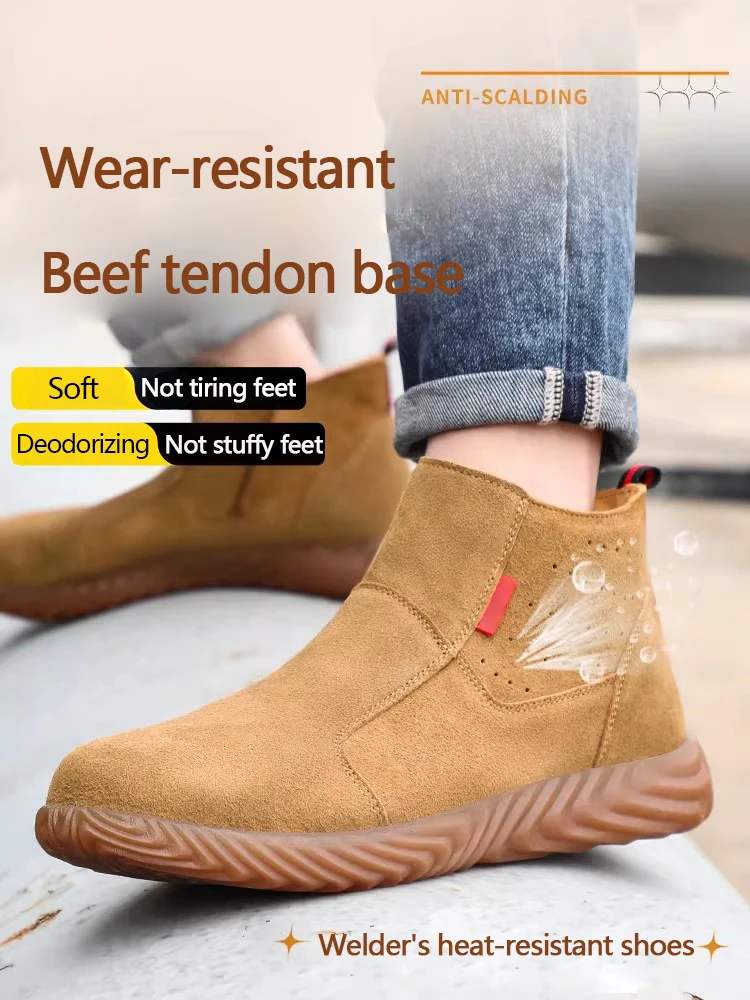 High-temperature resistant safety shoes for welders, fireproof, anti-impact, anti-puncture and wear-resistant protective shoes