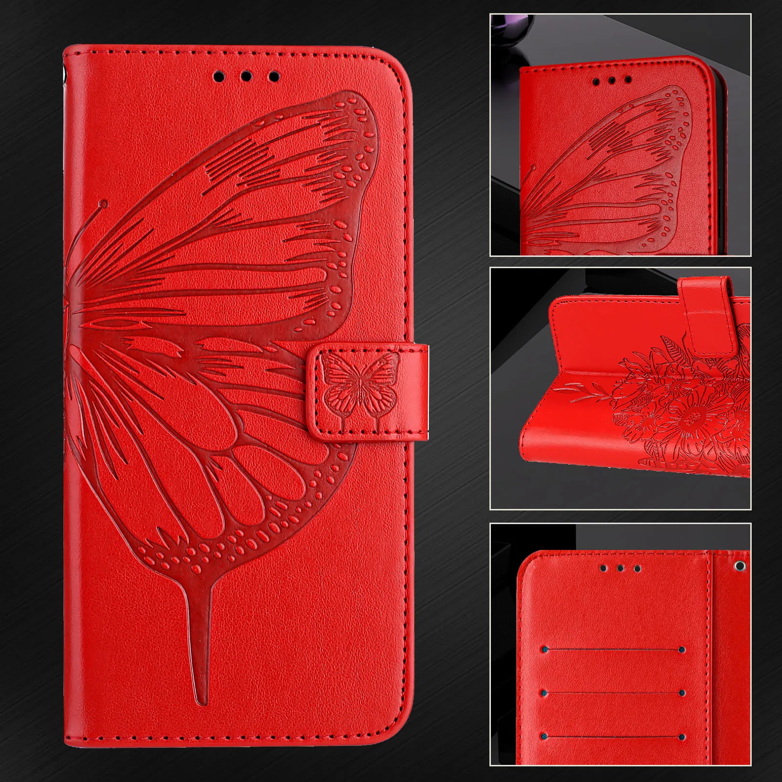 Handy Strap Flip Case For Blackview Color 6 Wave 8 Shark 9 Oscal Flat 2 Tiger 13 Modern 8 Butterfly Leather 3 Cards Wallet Cover
