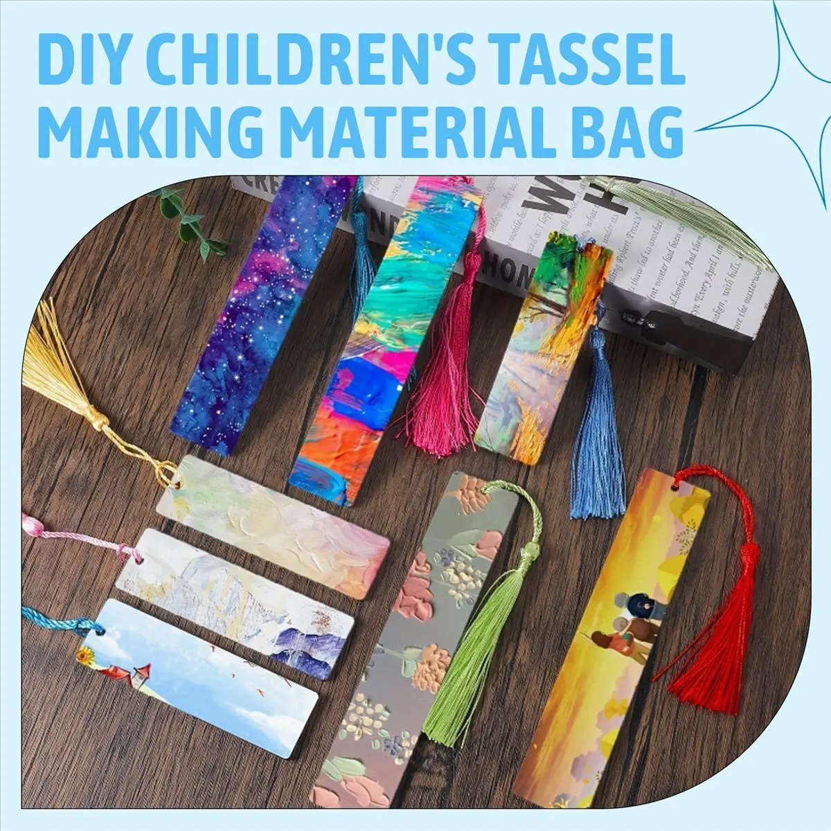 828new Set mit 100 Blanko-Lesezeichen mit bunten Quasten Bastelmaterial-Paket Handgemachte Papier-Lesezeichen für DIY und Geschenkanhänger