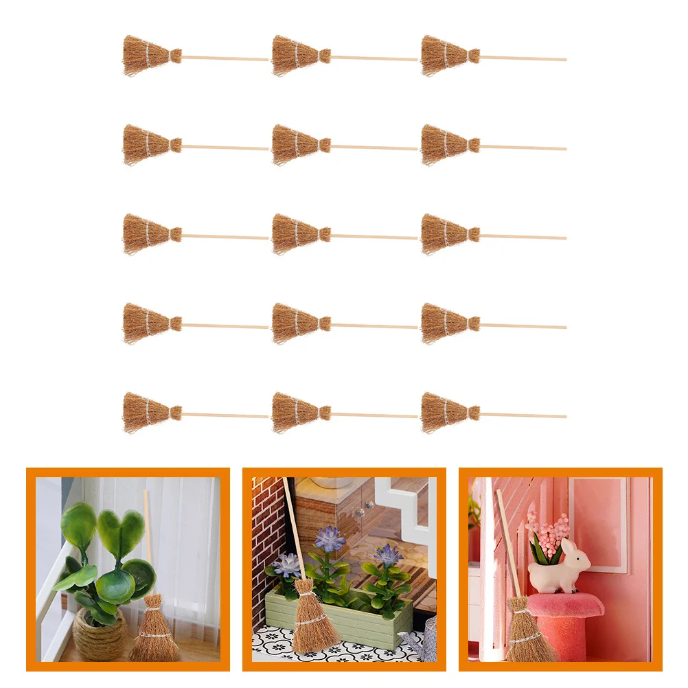 15Pcs Miniature Brooms Miniature Broom Decor Halloween Broom Decor Miniature Witch Broom Decors halloween brooms