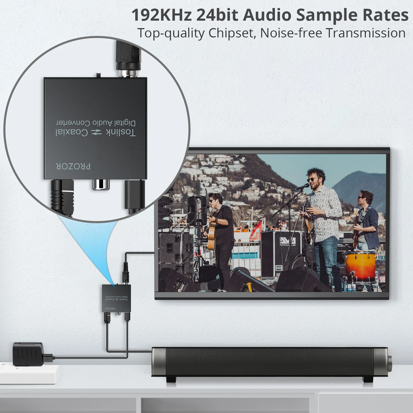 PROZOR محول الصوت الرقمي البصرية Toslink إلى محوري ومحوري إلى البصرية SPDIF Toslink ثنائي الاتجاه Swtich الخائن
