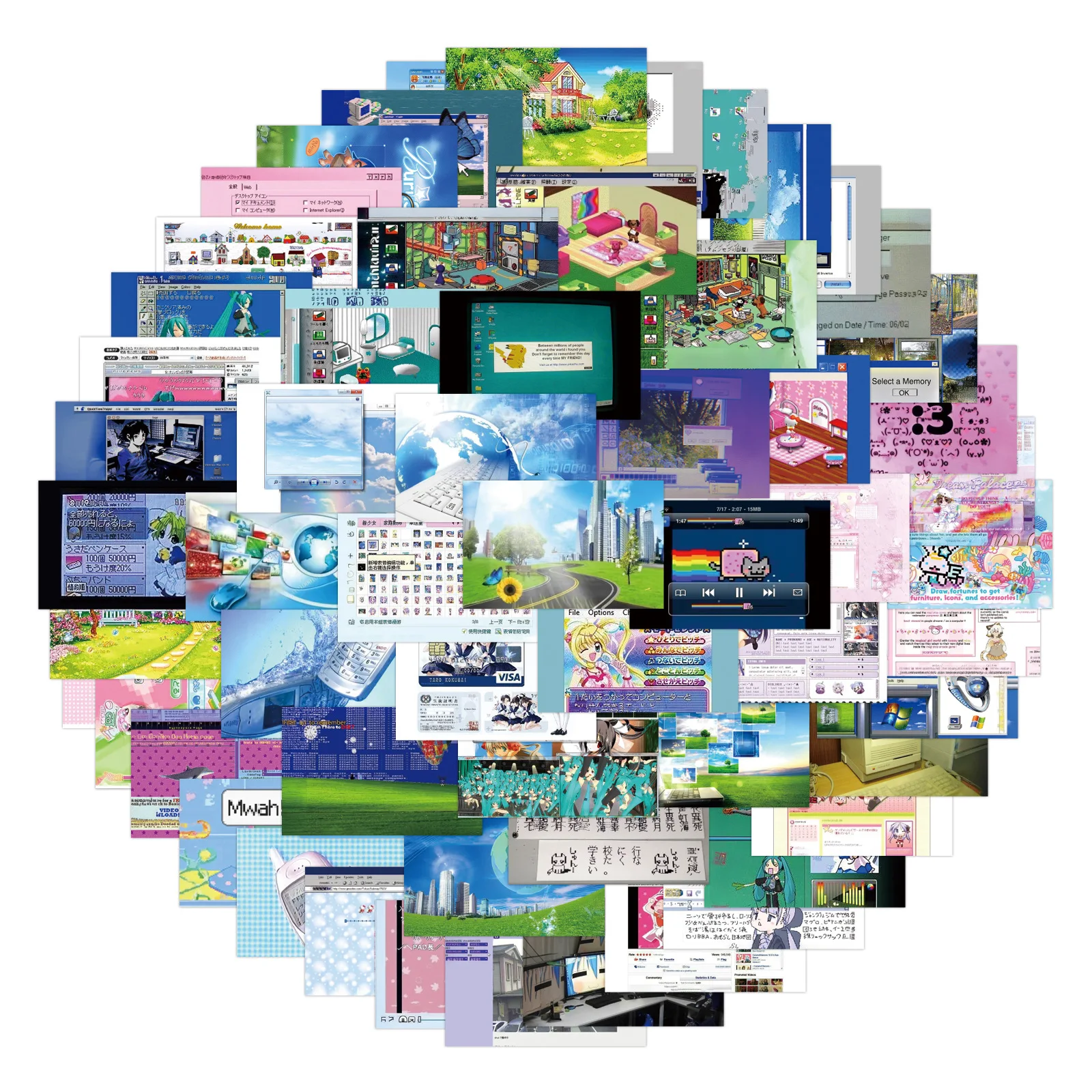

80pcs Cartoon Webcore Doodle Creative Decorative Stationery Hand Account Water Cup Computer Stickers