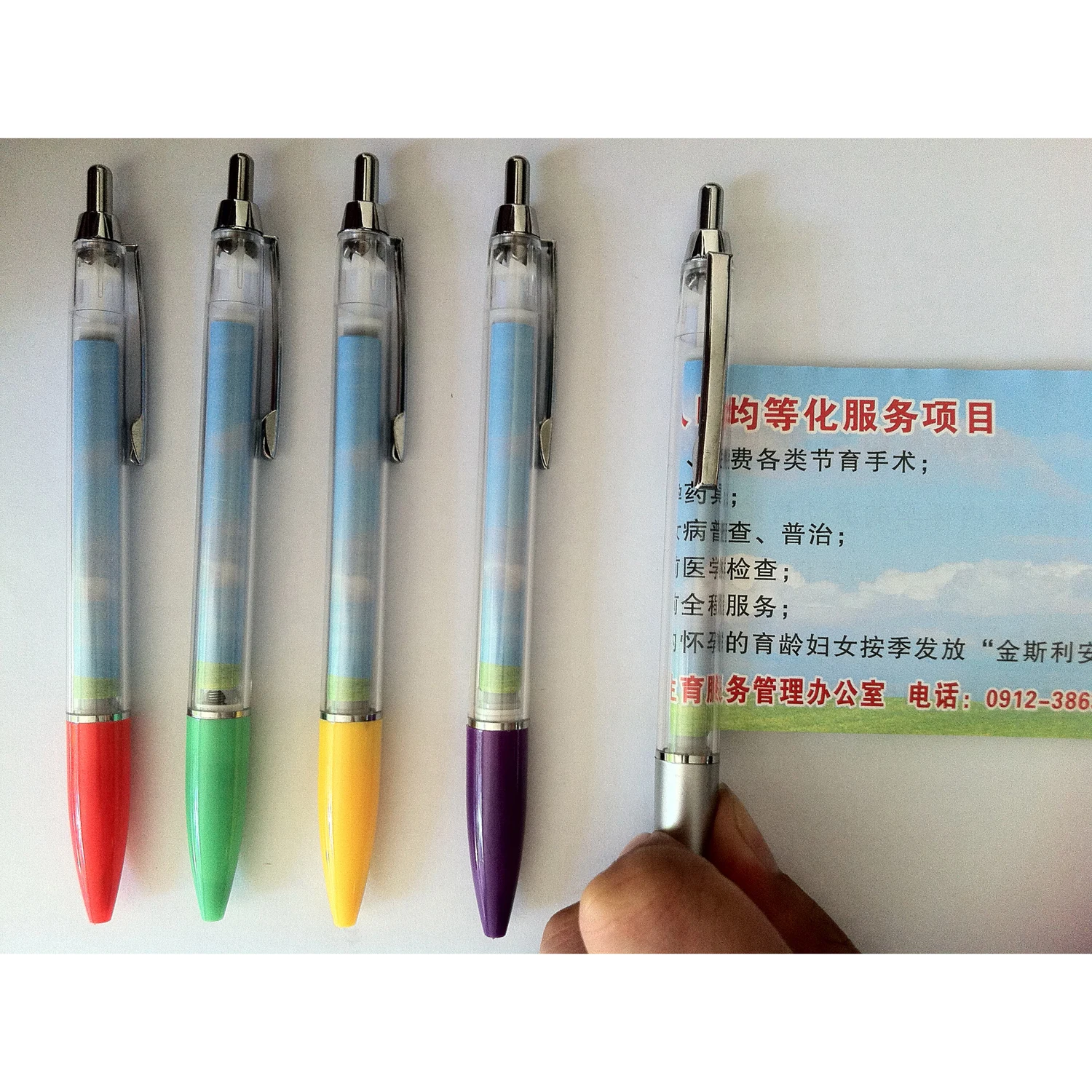 Promotional Plastic Calendar Pull out pen Custom Logo Rolling Flag Banner Pen