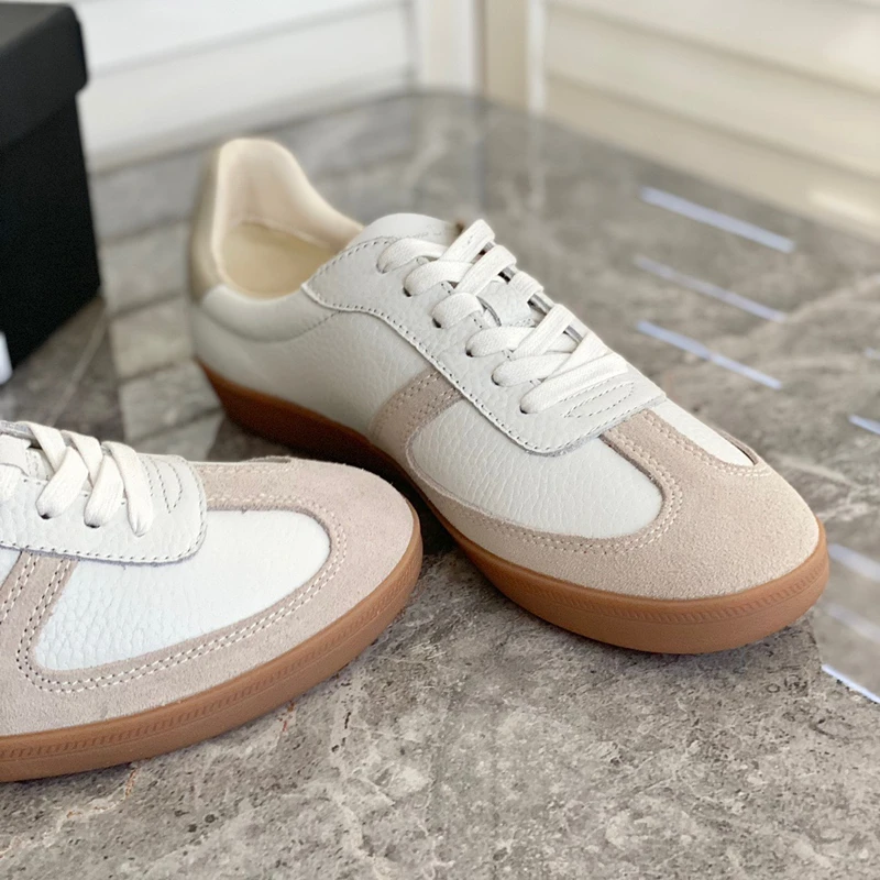 Jenny&Dave Fashion Comfortable Breathable Sneakers Woman Vintage Colorblock Trainers Vulcanized Shoes Women Genuine Leather