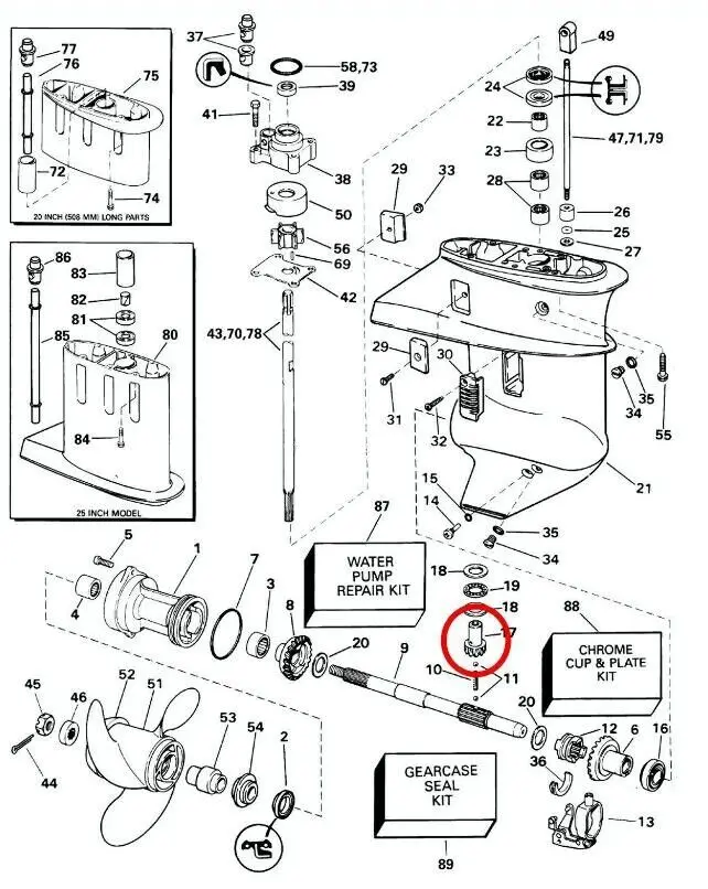 Evinrude Johnson 선외기용 구동축 피니언 기어, 338190 -12T, 8-9.9-10-115 HP