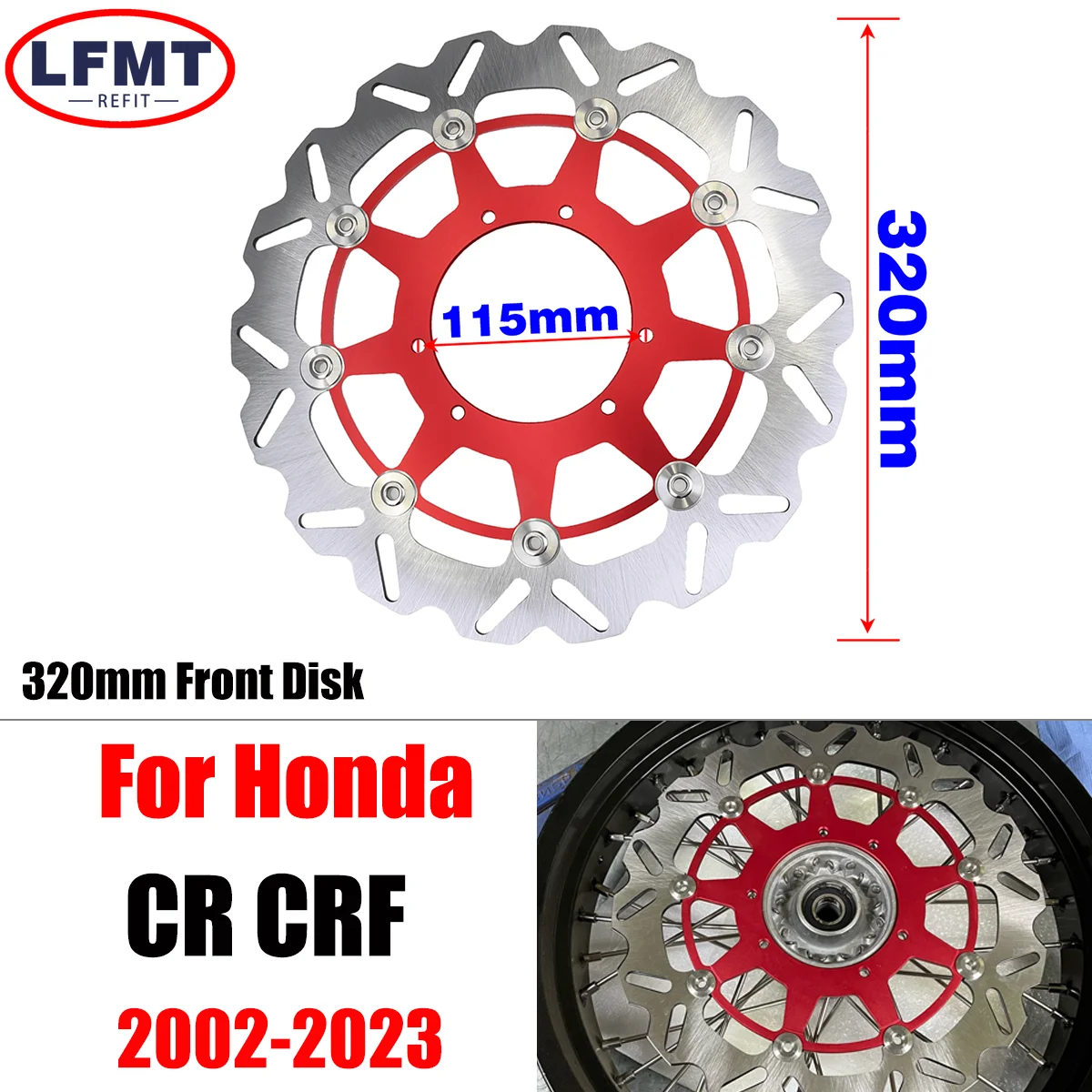 

Motocross 320MM Front Floating Brake Disc For Honda CRF250R CRF450R CRF250X CRF450X CRF250RX CRF450RX CR125 CR250 2002-2023