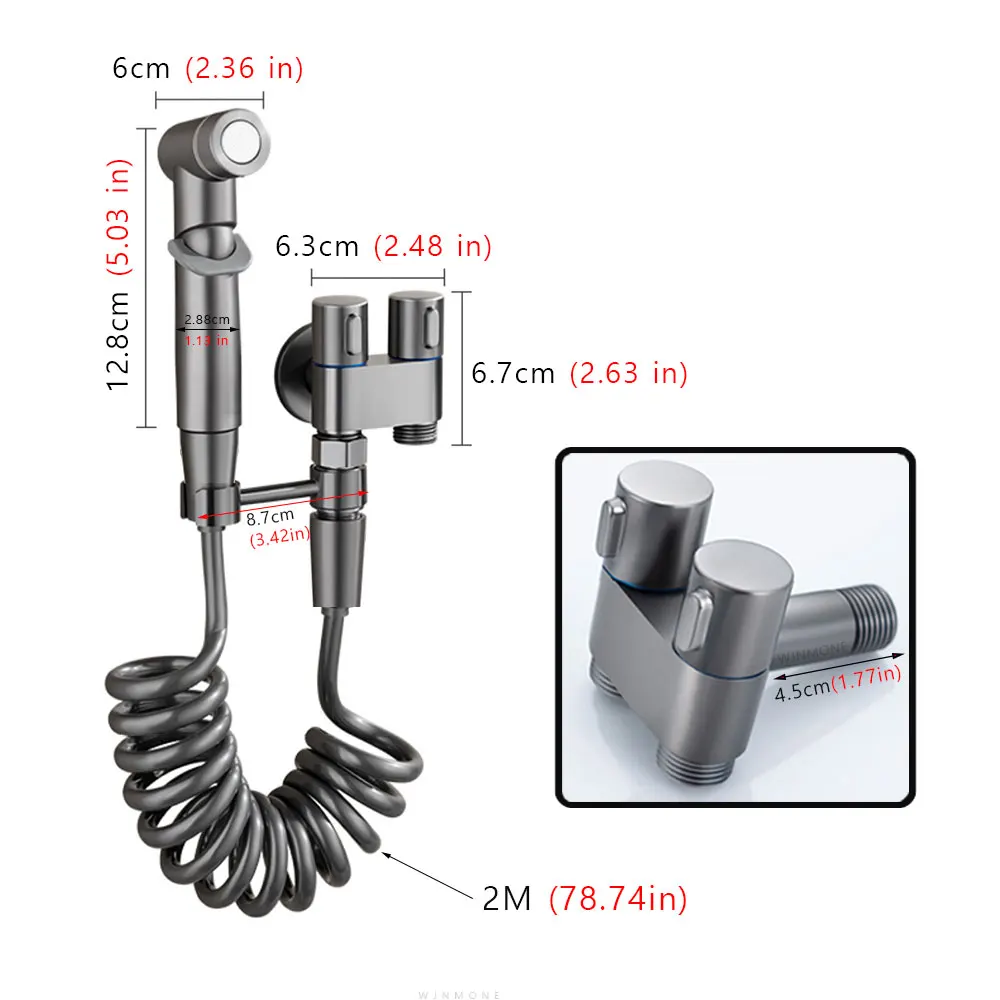 Gray Bidet Faucet Handheld Bathroom Toilet Faucet Set Shower Bidet Toilet Tap Spray Nozzle Self Cleaning Sanitary Faucets for Wc