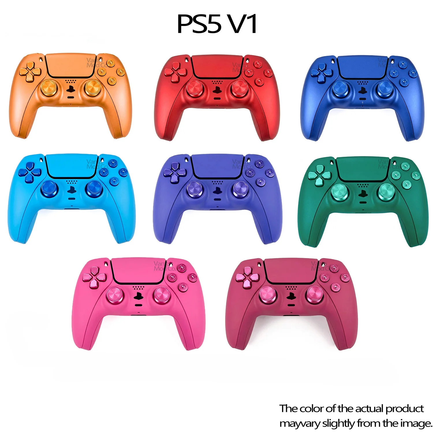 ps5-v1用11ピースdiyプレミアムシェルキットには、フロントカバー、バックカバー、装飾ストリップ、v1タッチパッド、メタルボタンが含まれています。