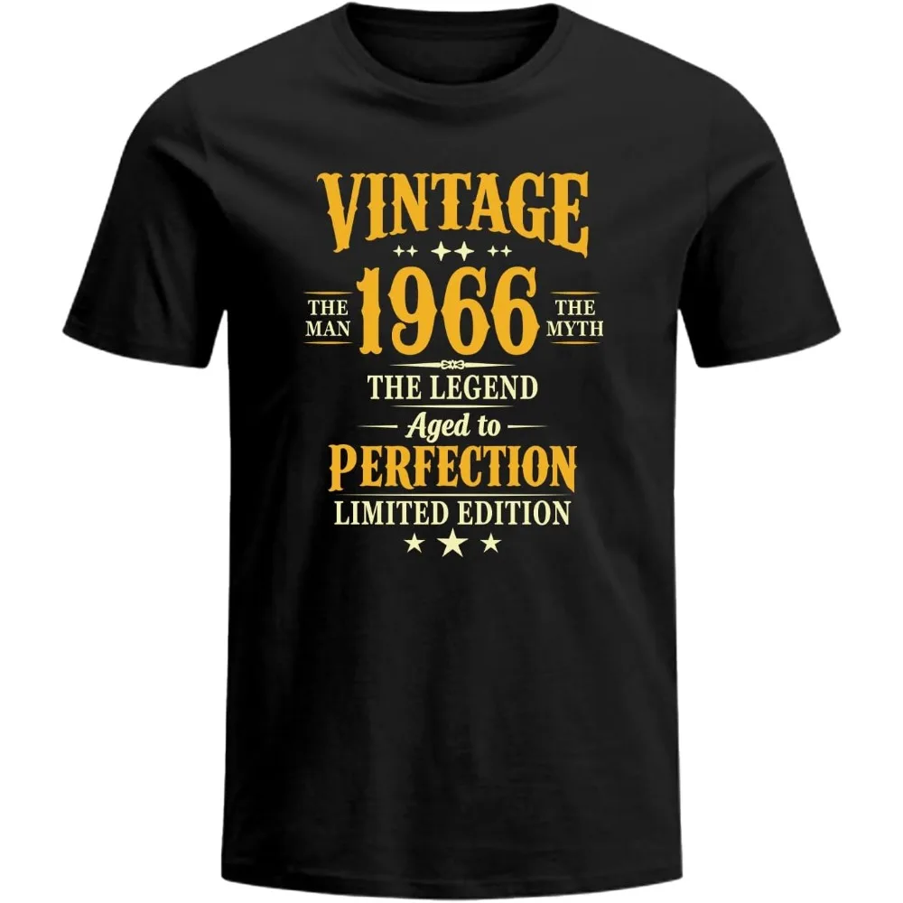 Vintage 1966 T Shirts for Men 60th Birthday Gifts for Men Him Dad 60 Years Old Man 1966 Tshirt Short Sleeve O Neck Tee
