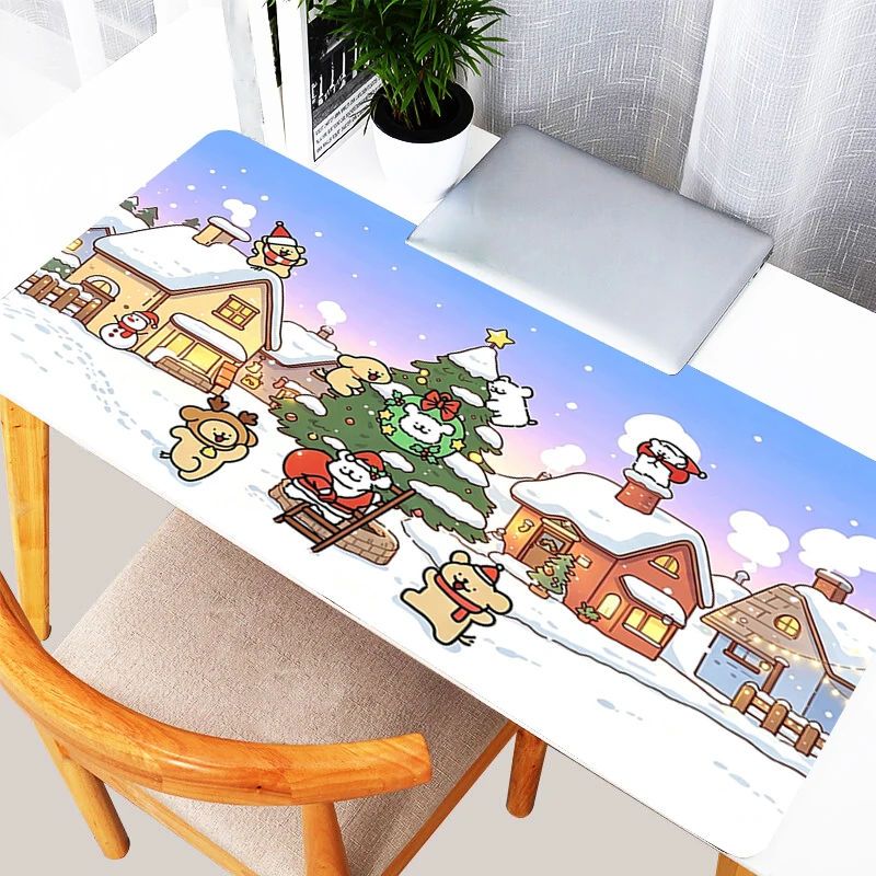 kawaii Mouse Pad Large E-sports Gamer Mat Cute Line Puppy Cartoon Desk Mat Rubber Computer Mausepad 90x40cm Gaming Keyboard Pad