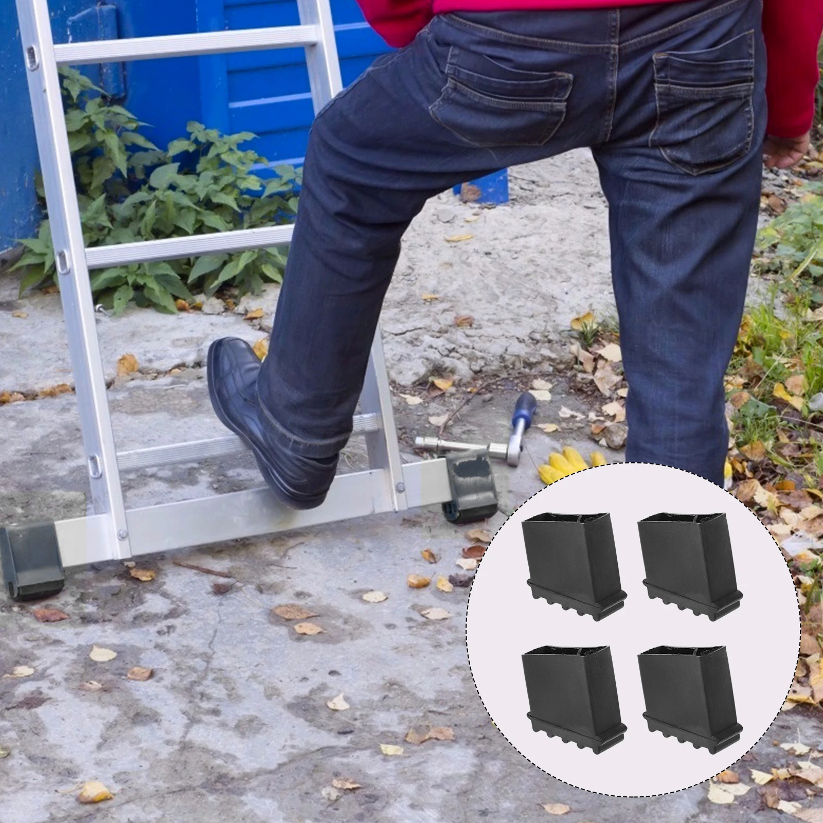 

4pcs Ladder Feet Covers Non-Slip Floor Protector Durable Stable Noise Reduction Garage Garden Indoor Use Ladder Mats Pads