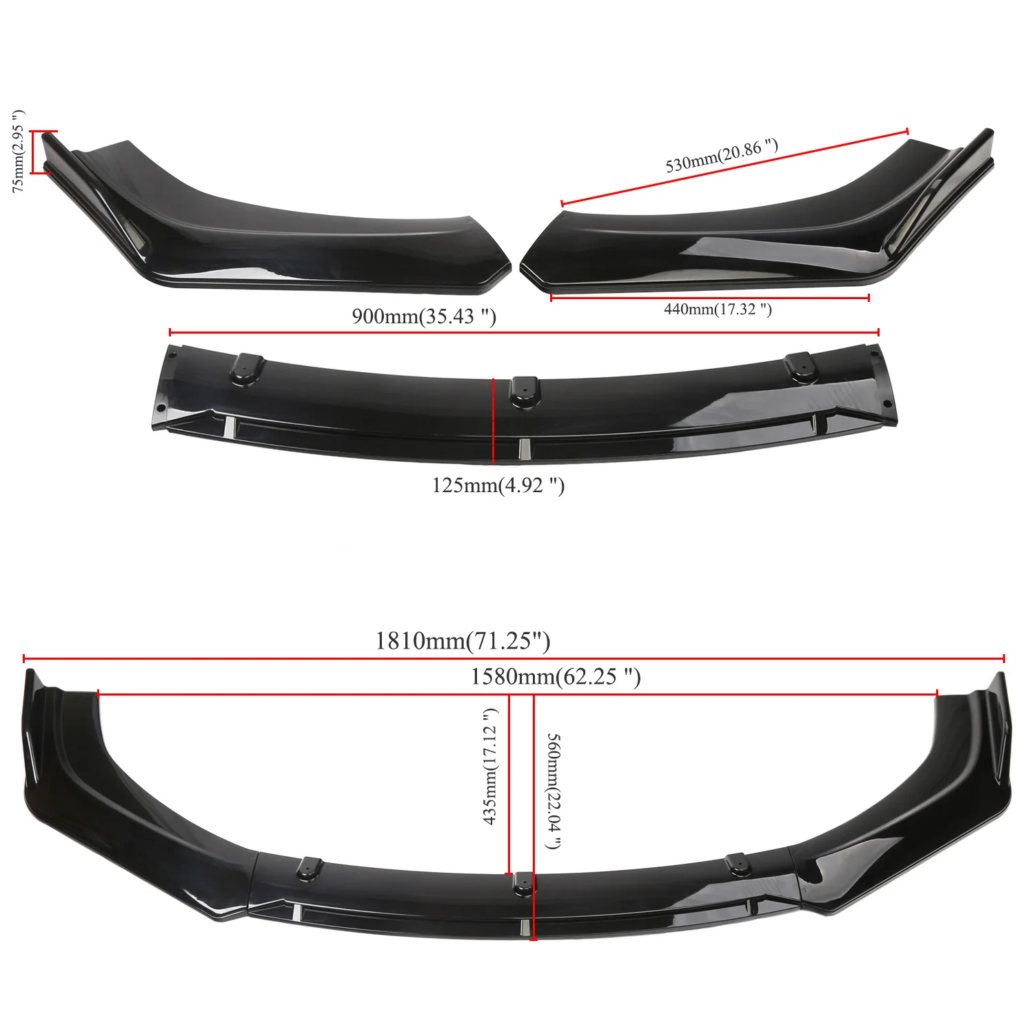 LAICY 3PCS For Hyundai Veloster 2012-2021 Car Front Bumper Lip Splitter Body Kit Chin Spoiler Anti Scratch Diffuser Lip Trim Dam