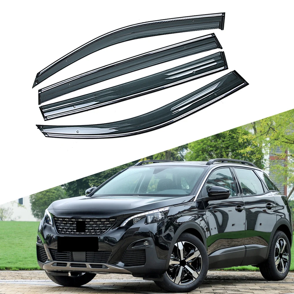 For PEUGEOT 4008 2017-2019 Car Window Sun Rain Shade Visors Shield Shelter Protector Cover Frame Sticker Exterior Accessories