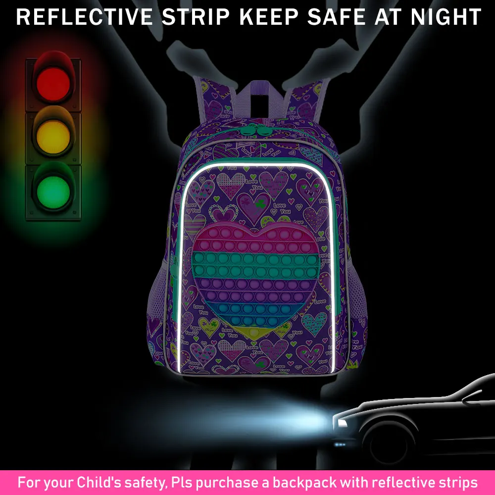 3PCS  Backpack for Girls, 16" Kids Backpacks with Lunch Box, Water Resistant Girl Bookbag for School Elementary image 5