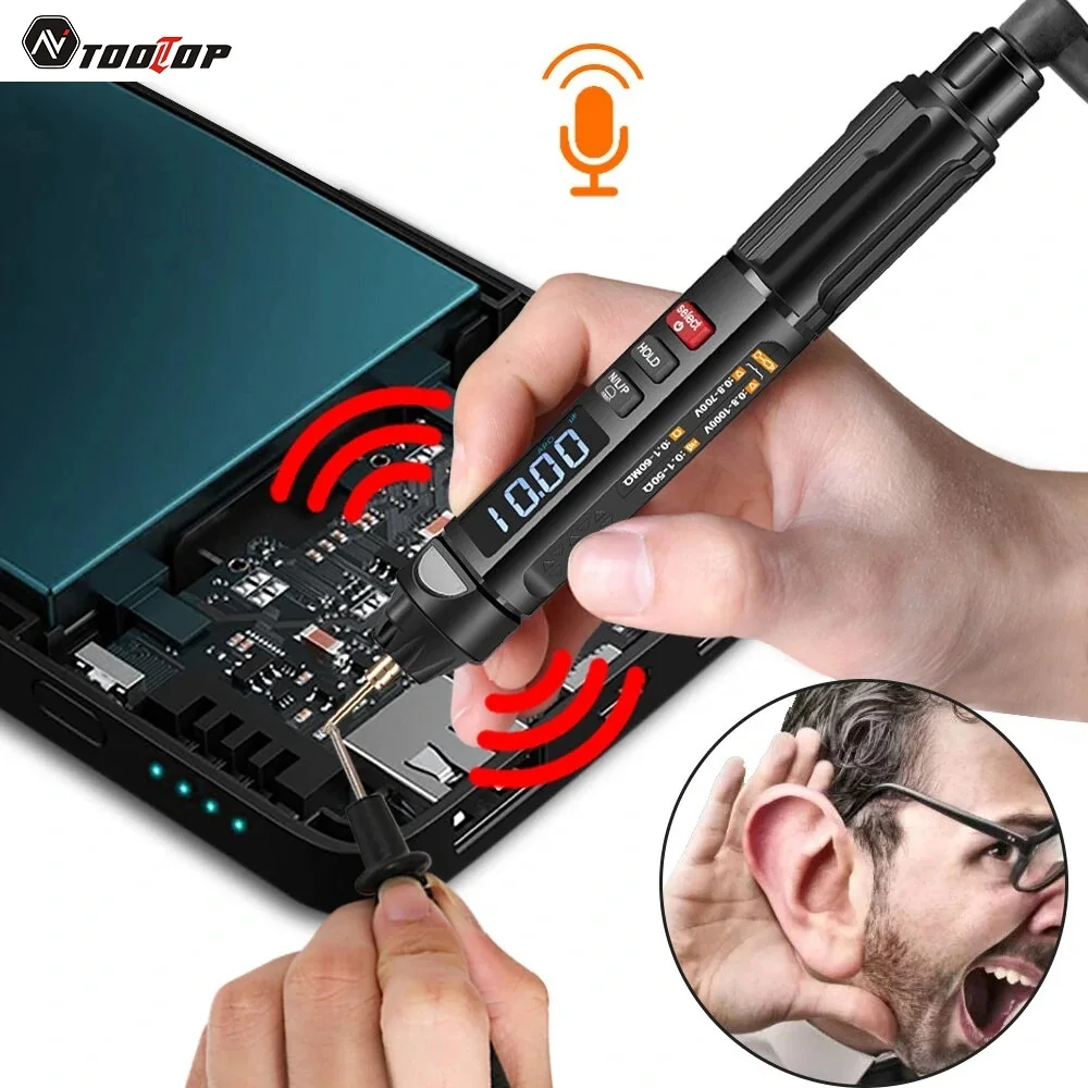 TOOLTOP Stift Typ 6000 Zählt True RMS Digital-Multimeter + Spannung Test Stift + Phase Sequenzen Meter 3 In 1 stimme Broadcast Auto