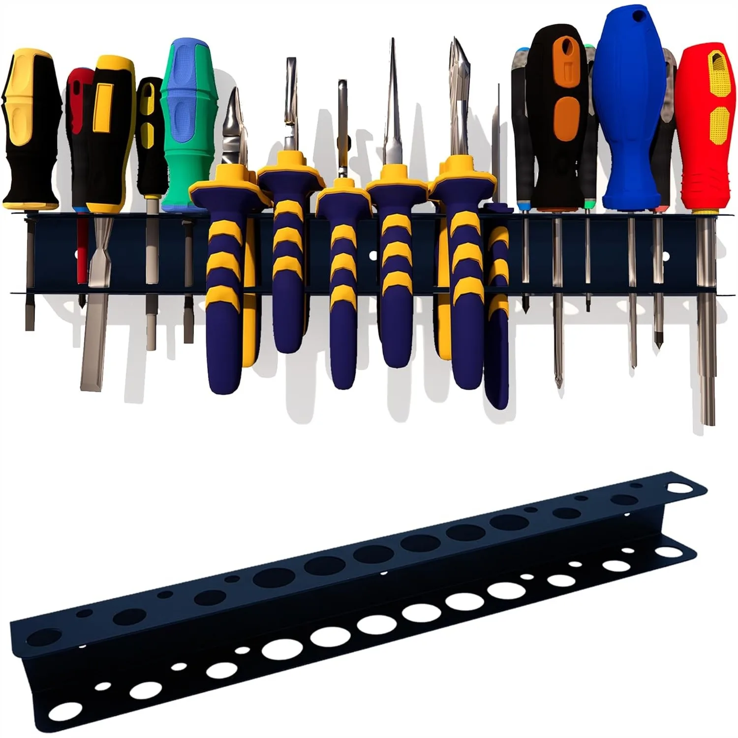 Screwdriver Organizer Pliers Rack Heavy Duty Wall Mounted Tool Storage Metal Garage Workshop Space Saving Easy Install