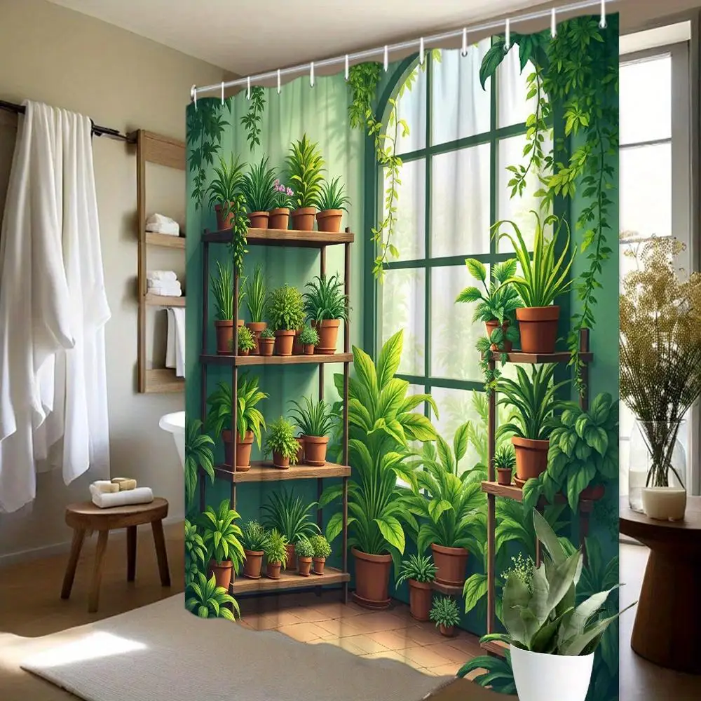 

Waterproof Tropical Jungle Shower Curtain Polyester Botanical Greenery Plant Bathroom Curtain Nature Decor Boho Style