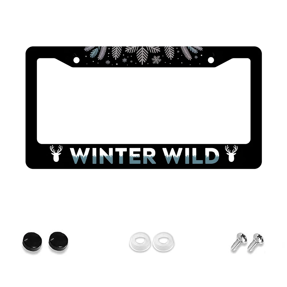 

1 шт., черная зимняя рамка для номерного знака с узором дикой снежинки, 2 отверстия, алюминиевый материал, 6x12 дюймов, с комплектом винтов, ретро-роман