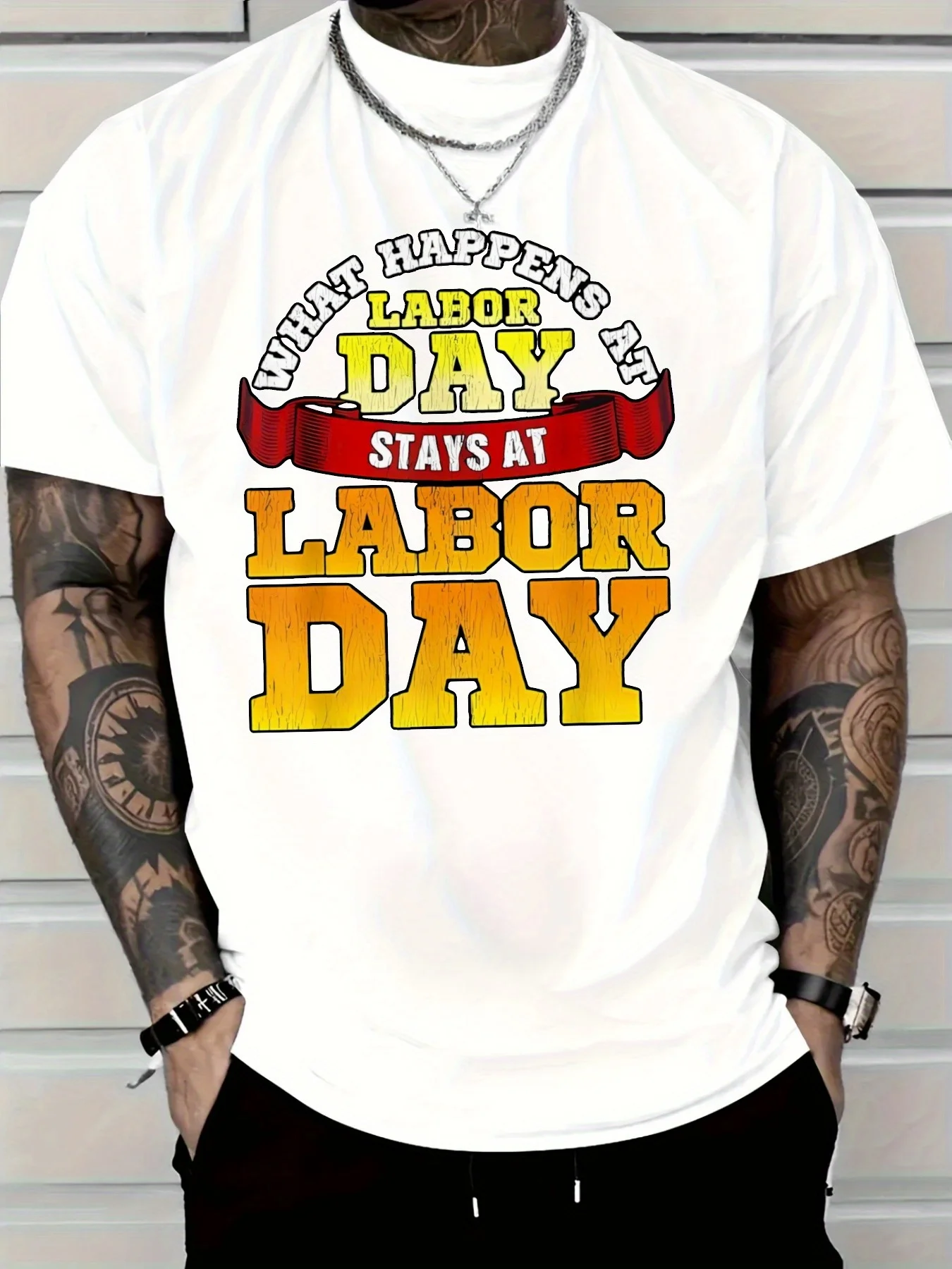 เสื้อยืดกราฟิกวันแรงงานผู้ชาย เครื่องจักรหนัก กราฟิก ชุดลำลอง การออกแบบที่สนุกสนาน วัสดุที่สะดวกสบาย พิมพ์ด้านบน