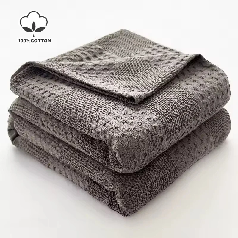 

New Spring Autumn Keep Warm Blankets 100% Cotton Breathable Hygroscopic Throw Blankets for Sofa Durble Multifunctional Blanket