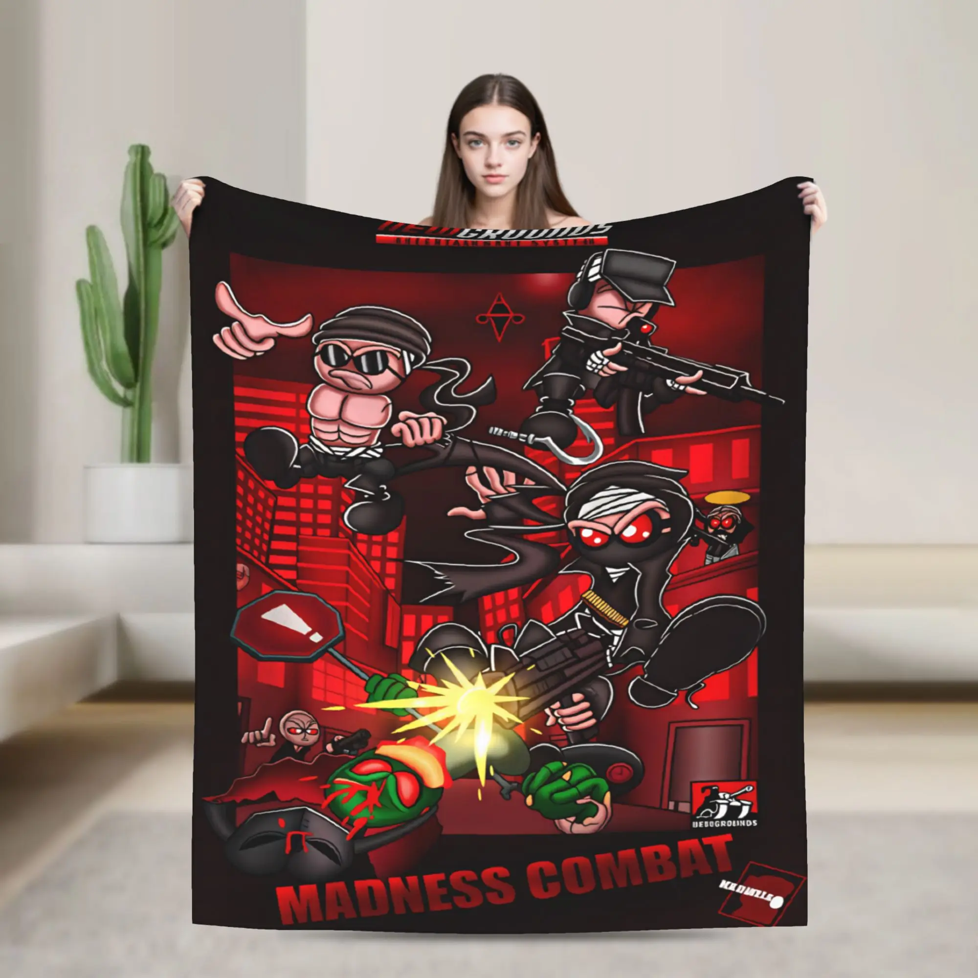MADNESS COMBAT Blanket  Warm Soft Novelty Plush Throw Blanket For Couch Chair Sofa Bed Travel Flannel Bedspread Bed Cover