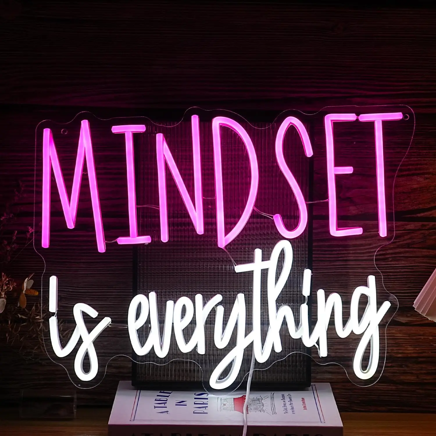 

Mindset is Everything Dimmable LED Trendy Neon Signs for Wall Decor Girl Cave Urban Style Home Bar Bedroom Art Decor