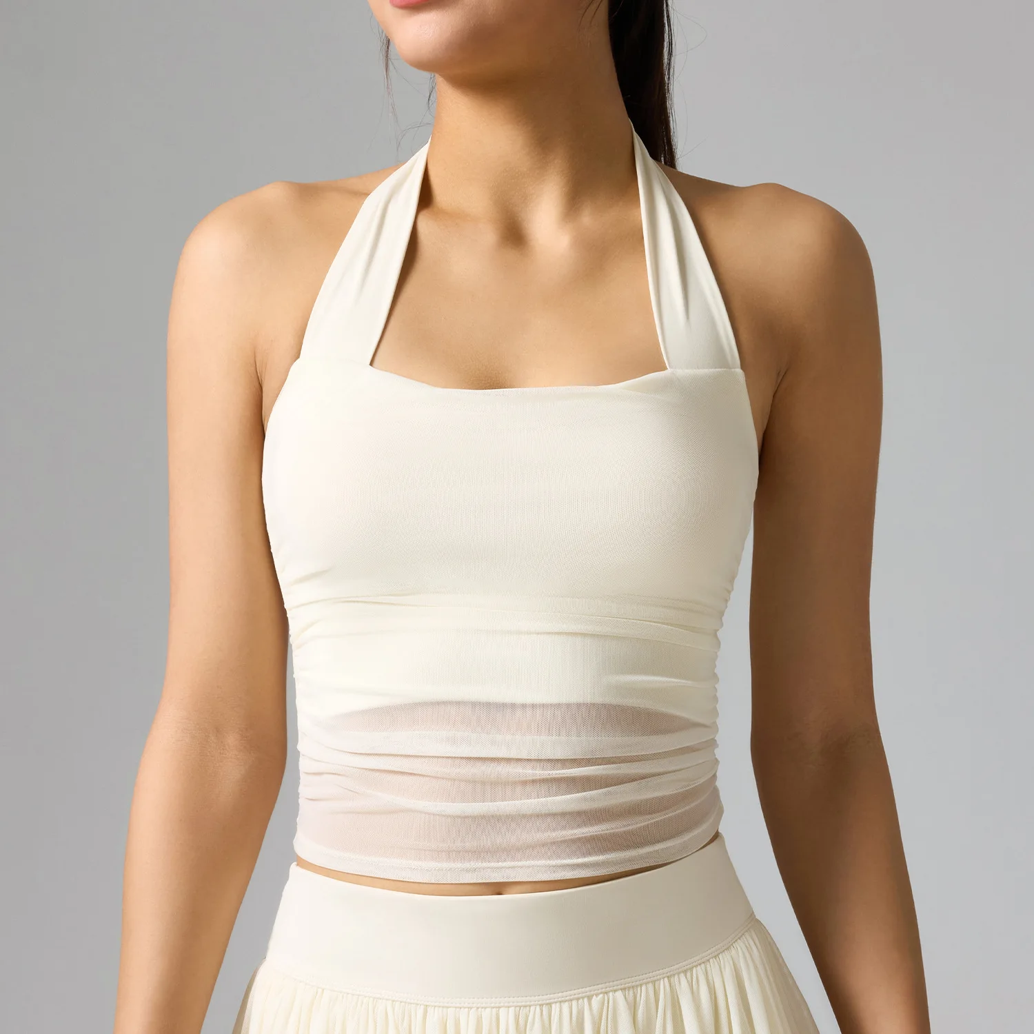 Women Solid Color Halter With Shock-proof Chest Pad Backless Tank Top Outdoor Sports Gym Fitness Breathable Elastic Vest