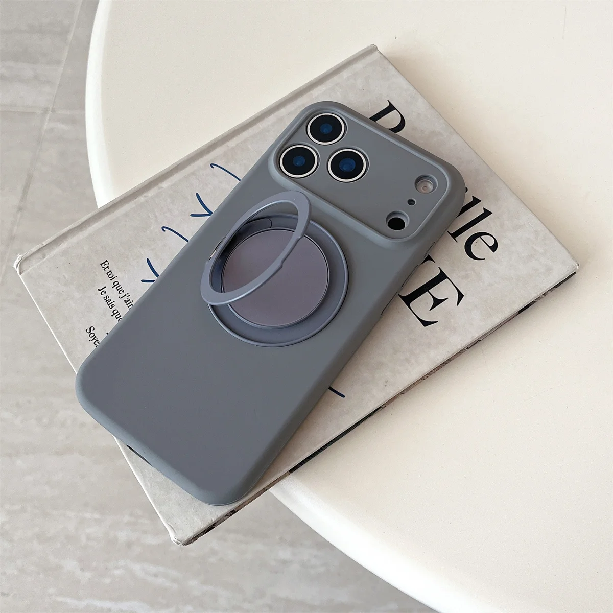 غطاء حماية ناعم من السيليكون متوافق مع Magsafe يدور 360 درجة لهاتف iPhone 17/16/15/14/Pro Max - حامل جراب هاتف مغناطيسي #5