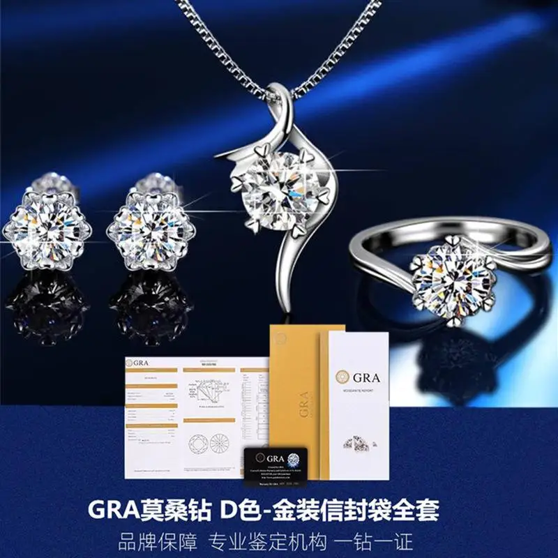 UMQ New Premium S925 Sterling Silver 1 Karat Classic Diamond Set Light Luxury Earrings Jewelry