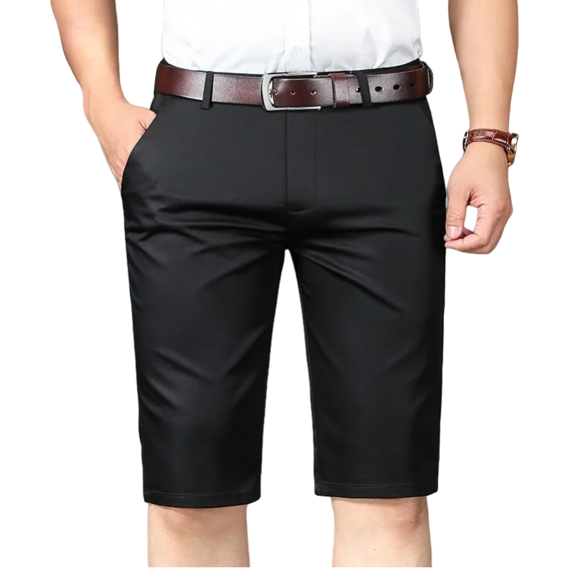 Summer Men's Clothing Trouser Suits Solid Color High Waisted Zipper Pockets Button Formal Casual Knee Pants Business Shorts