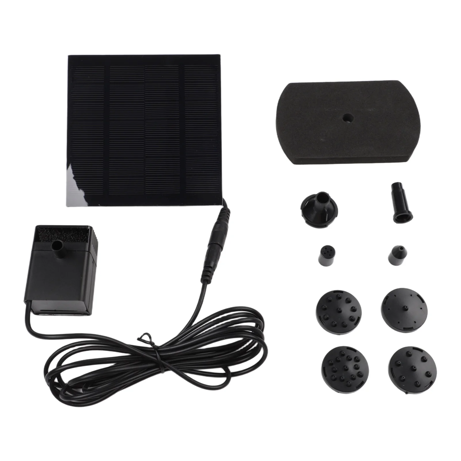 1.5W Solar Fountain Pump System with Solar Panel Water Pump Floating Plate and 6 Nozzles for Outdoor Water Features