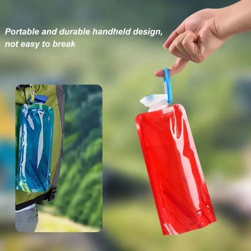 5 PCS Ultralight Folding Water Pouch 700ml Soft Hydration Bladder for Hiking Backpacking Carry Handle