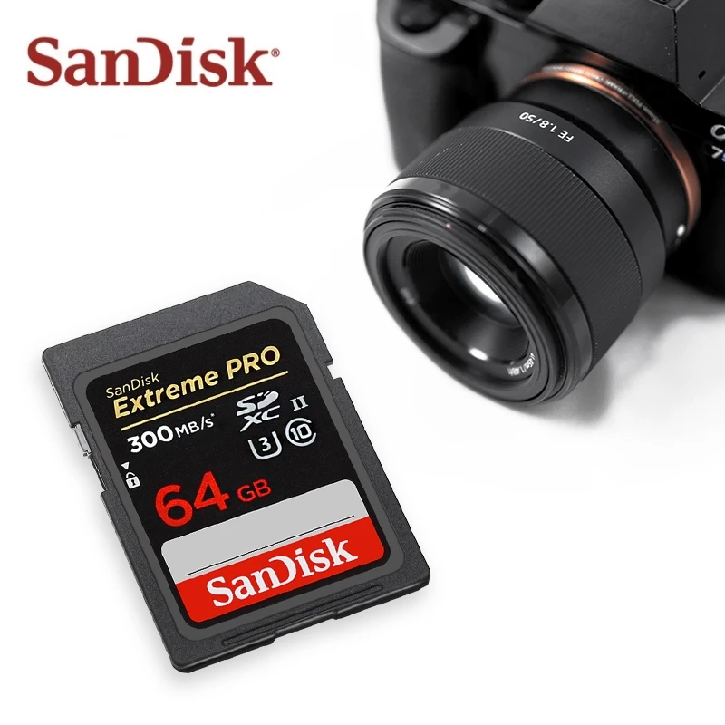 SanDisk Professional V90 SD Card Max 300Mb/s High Speed SDXC UHS-II Card 4K 8K Video Shooting Memory Card for Camera