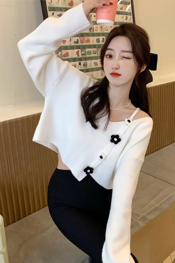 セーター ジャンパー プルオーバー 女性用プルオーバー ヨガ オフショルダー セーター オーバーサイズ ヘム コンサート フェスティバル デイリー ロックバンド オルタナティブ BF