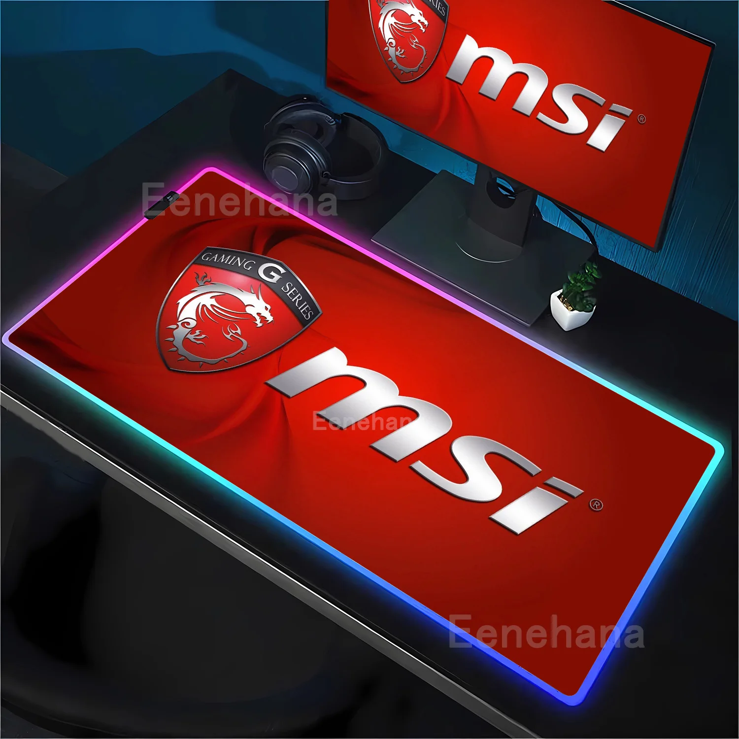 RGB M-MSI dragon Mouse Pad Game Non-slip Rubber Gaming Large 90X40CM LED Mousepad HD Printing Desk Mat Office backlight MouseMat