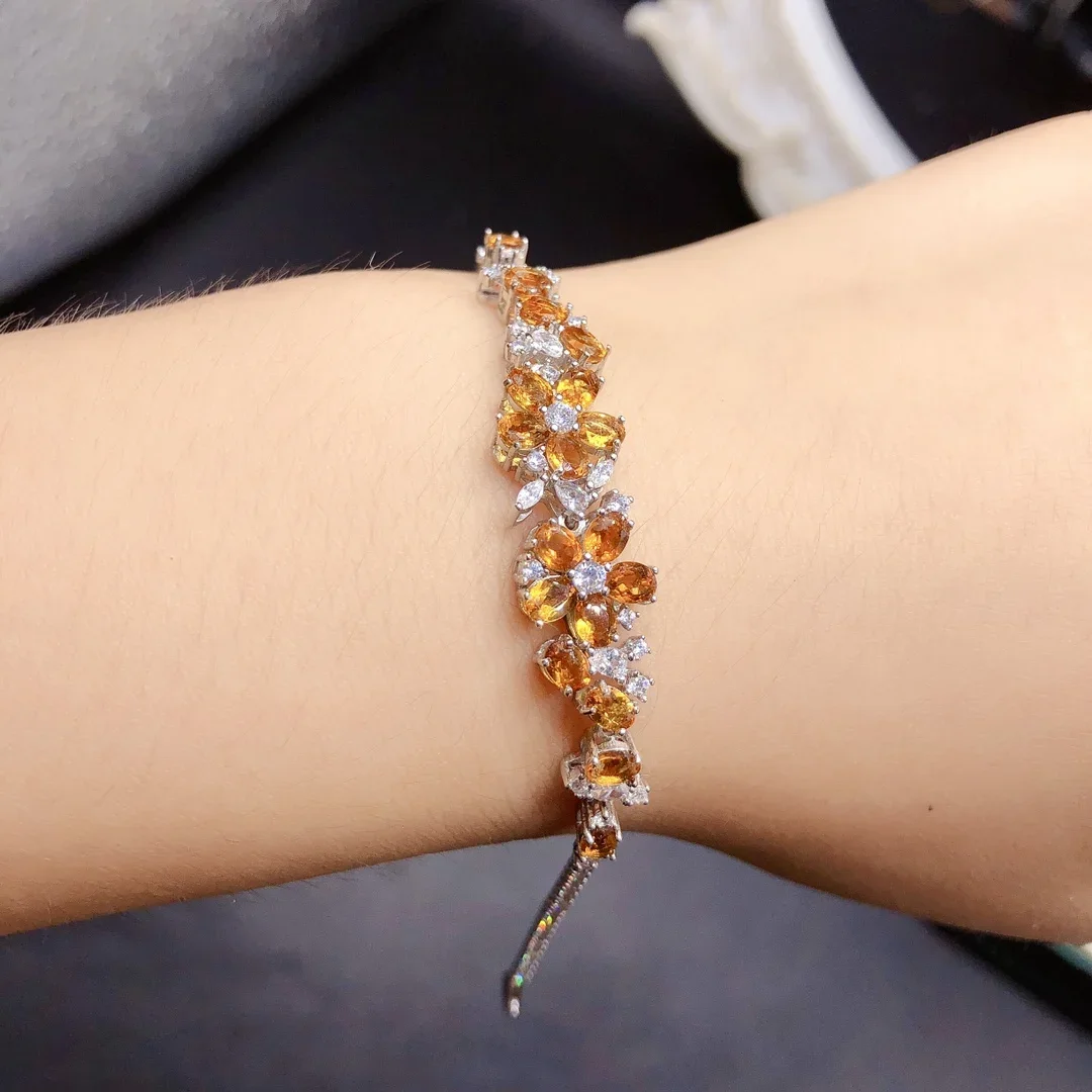 

925 Sterling silver natural Topaz amethyst Topaz high definition bracelet in beautiful color for women by free mail