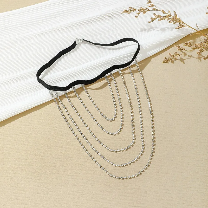 Thigh Body Chain Golden Multi-layer Design with Rhinestones