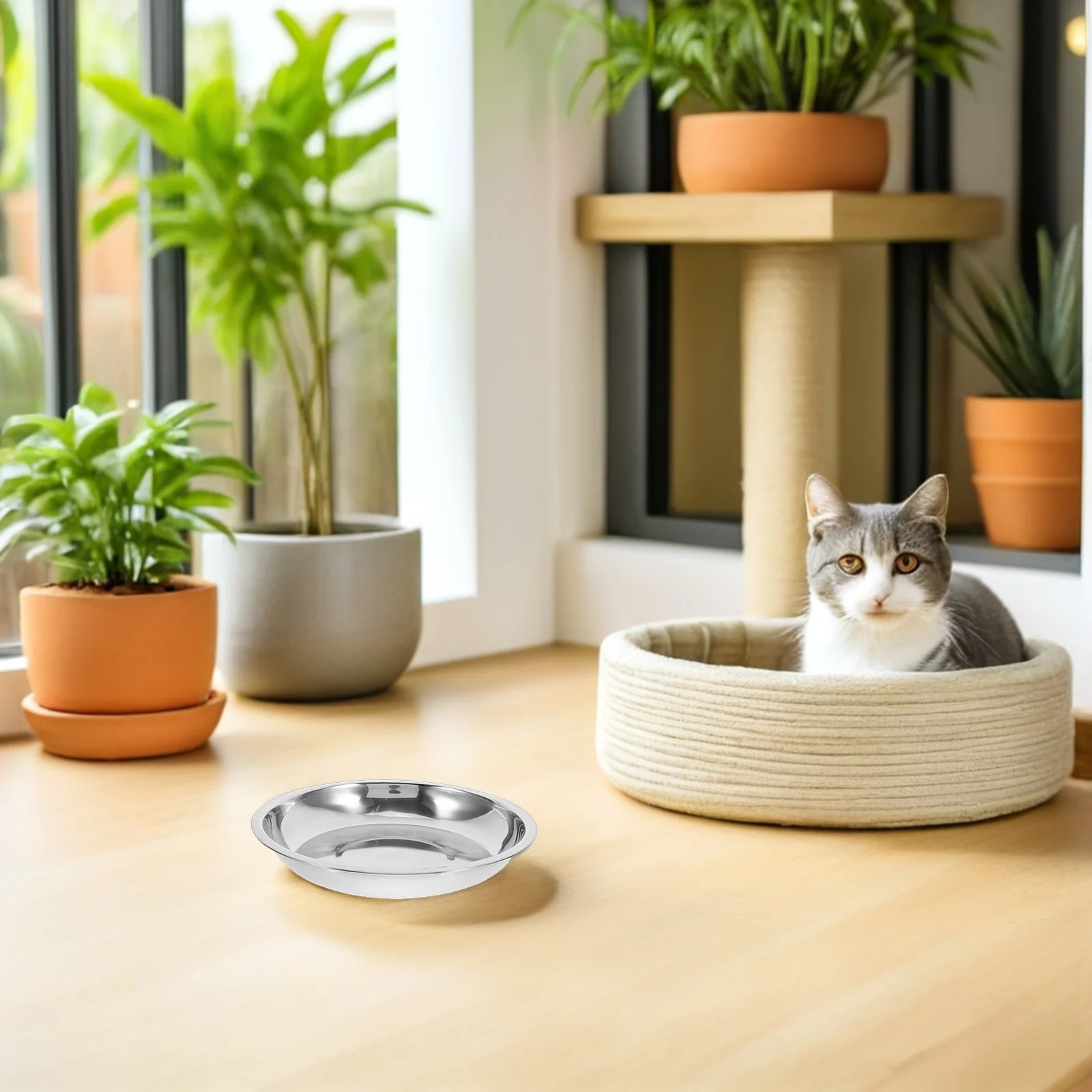 

10Pcs Stainless Steel Cat Bowls Shallow Flat Pet Feeding Dish Puppy Water Bowl for Small Dogs Kitten Food and Water