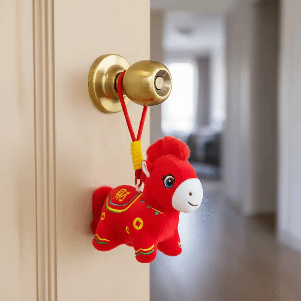 

Chinese Zodiac Little Horse Plush Ornament Soft Stuffed Cartoon Pony Plush Pendant Traditional New Year Mascot