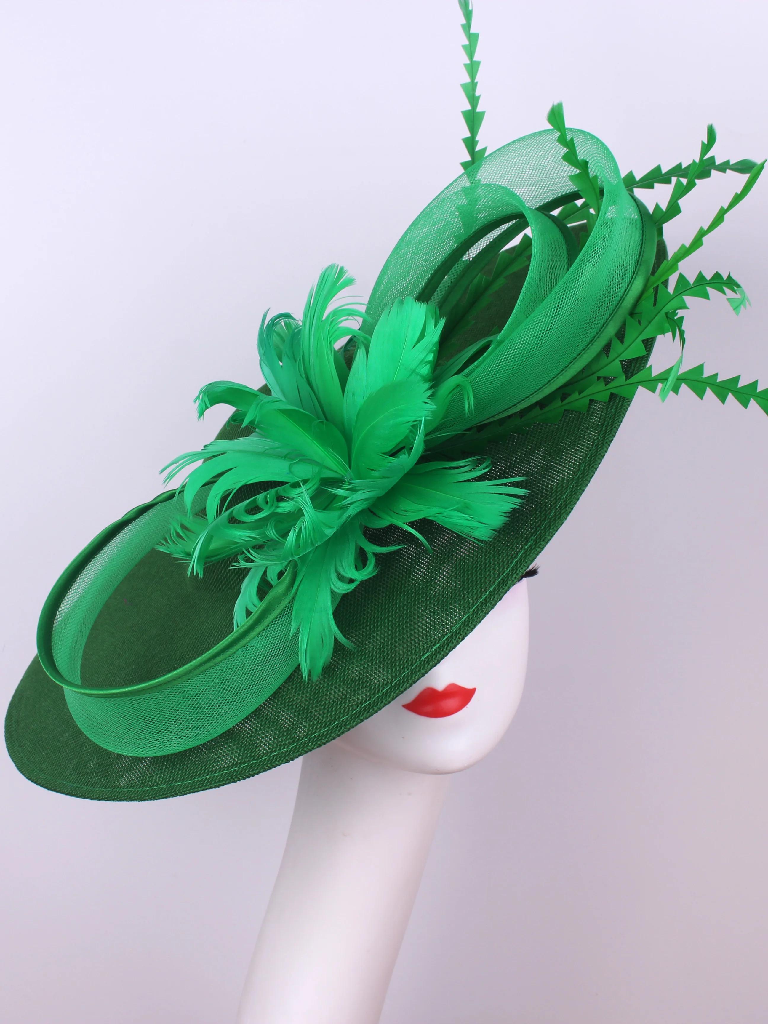 Big Flower Fascinators Hat Headpiece Women Kentucky Church Millinery Cap Ladies Derby Feather Pillbox Fascinator Hats Hot Pink