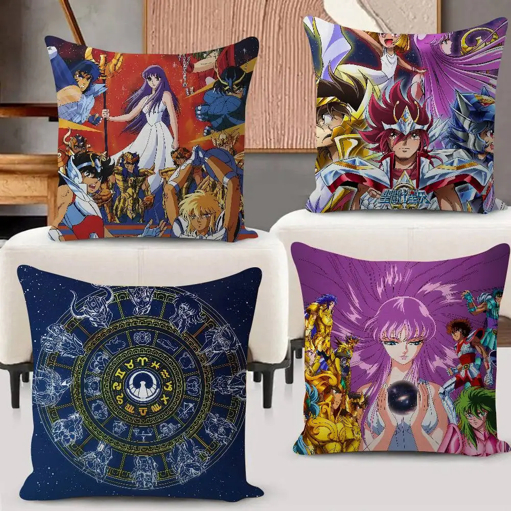 Animation 12 Gold S-Saint S-Seiya Pillow Case For Sofa Decor Car Office Room Printing Cushion Cover Decorations And Protector