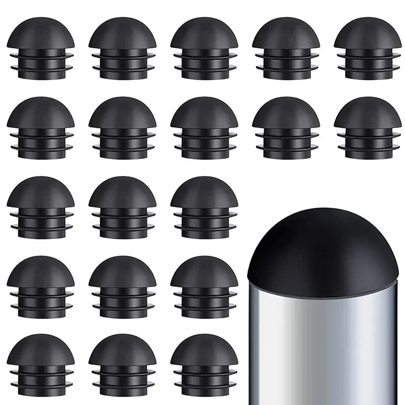 Round Tube Inserts Plug Insert Furniture Glides Black Plastic End Caps Floor Protector Chair Leg End Caps Dust Cover Finishing