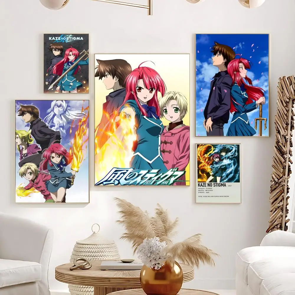 Anime S-Stigma of the Wind Poster HD Self-Adhesive Waterproof Frameless Wall Art for Home Office Dorm Bedroom Ideal Gift