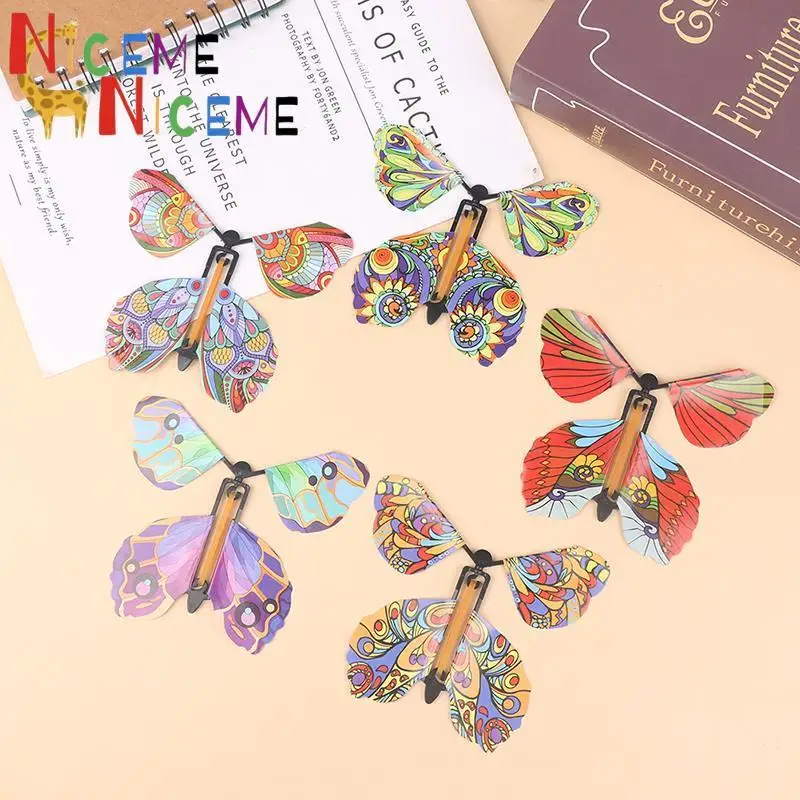 10 PCS Magic Wind Up Flying Butterfly Surprise Box Explosion Box in The Book Rubber Band Powered Magic Fairy Flying Toy Gift