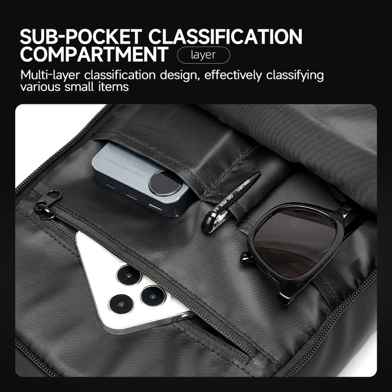 Travel Shoulder Bags Waterproof Casual Crossbody Bag Men Chest Bag Multifunction Fit Business Outdoor Fit 9.7 Inch IPad Mini