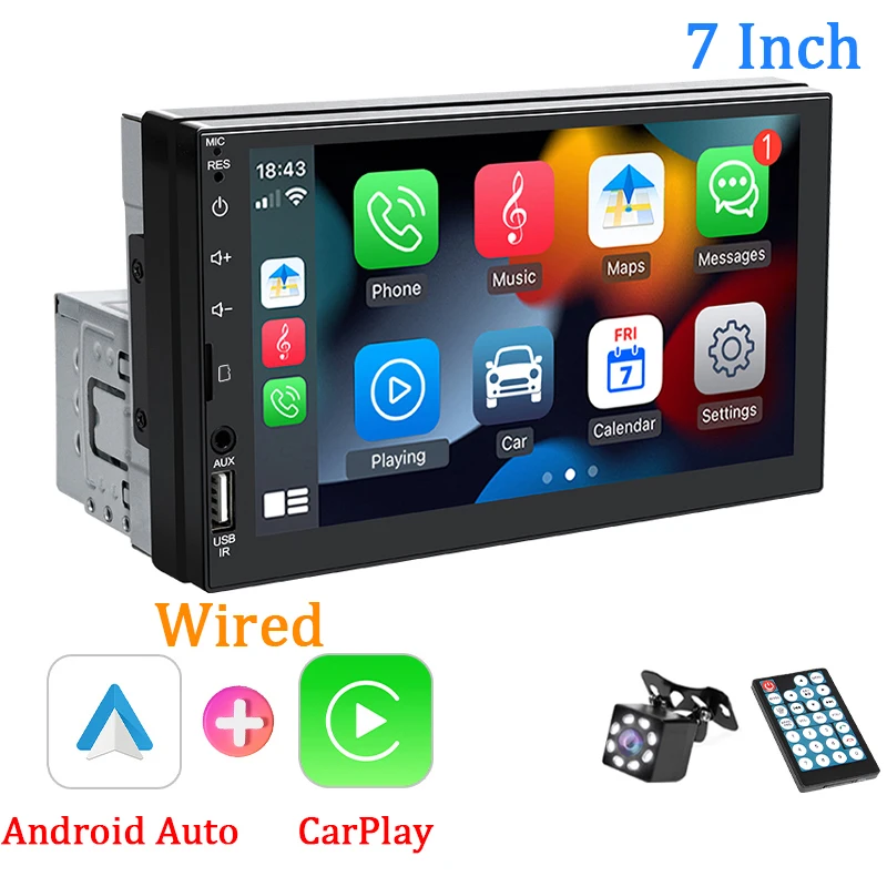 7インチカーラジオ 1 Din Carplay Android Auto マルチメディア