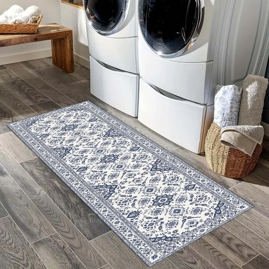 1Pc Bohemian Geometric Pattern Printed Long Carpet, American Retro Style Corridor Carpet, Suitable for Bedroom, Living Room, Entrance, Bathroom, Bedside, Warm Home Decoration