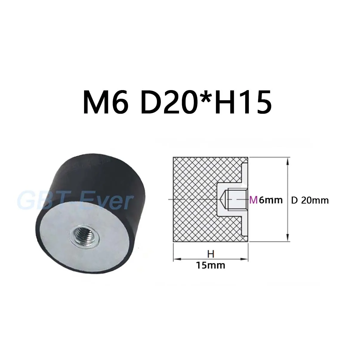 

1pcs Rubber Shock Absorbers Anti Vibration M6 D25 x H15 Rubber-Metal Silentblock